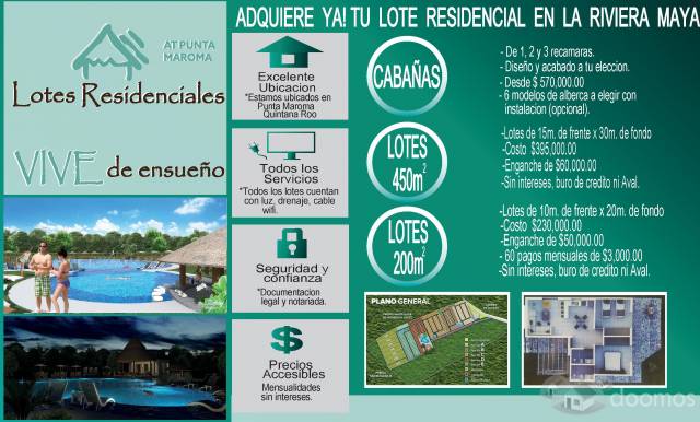 Excelentes Lotes residenciales en la Riviera Maya