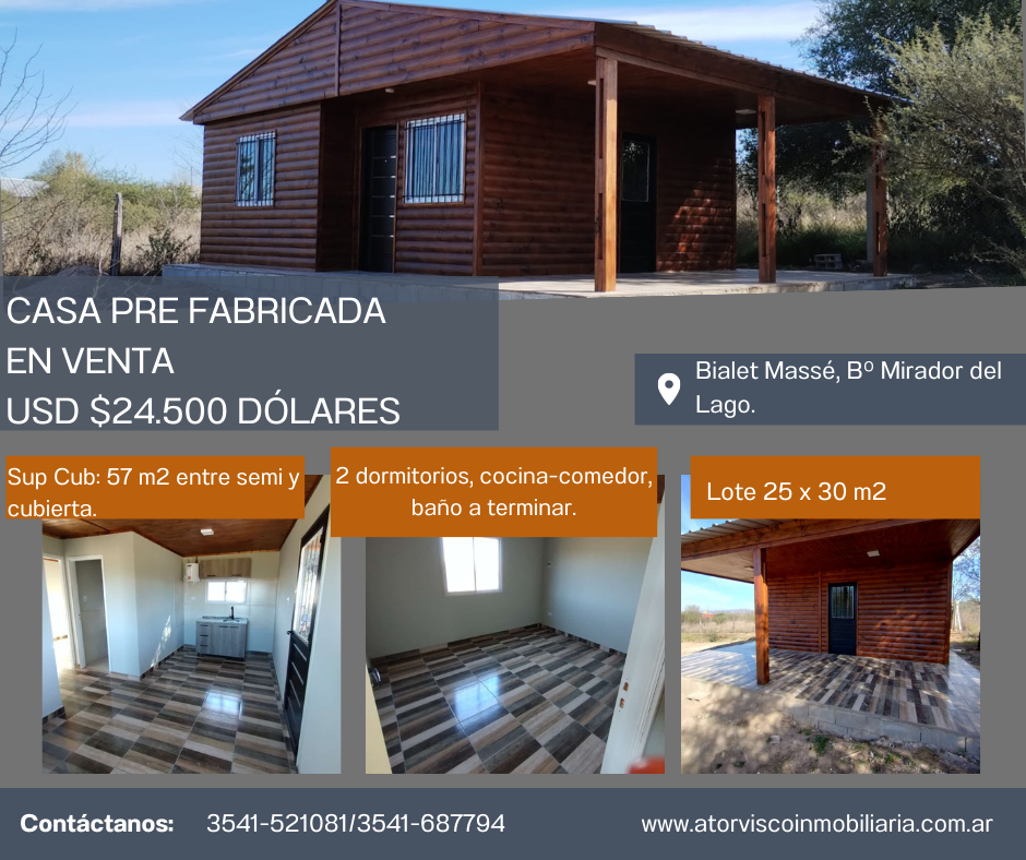 Cabaña pre fabricada revestida con madera de pino en venta