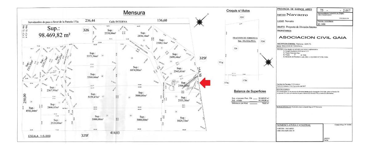 Terreno en venta - 2500Mts2 - Condominio Primavera, Navarro