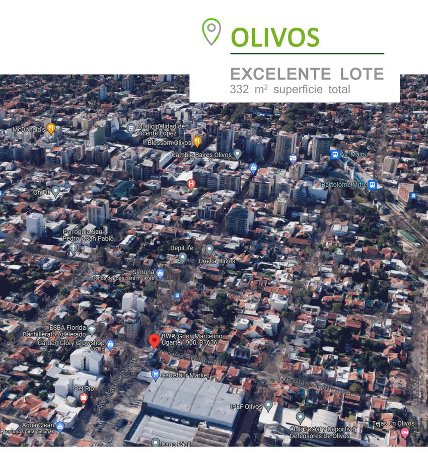 Terreno de 332 m2 - Olivos-Vias/Maipu