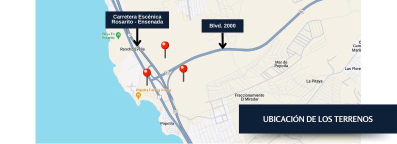 3 terrenos industrial en venta en Popotla, Rosarito