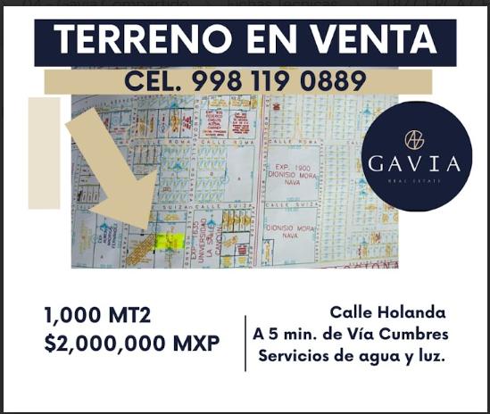 TERRENO EN VENTA VIA CUMBRES CERCA DE AV CHACMOOL