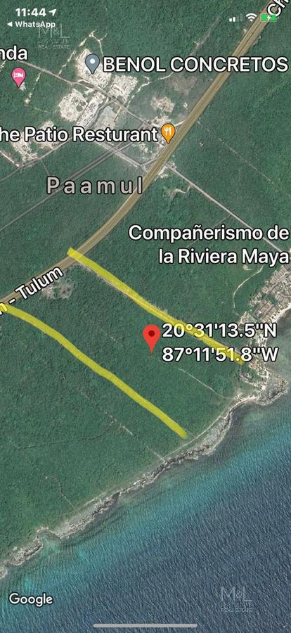 Terreno  en Venta Punta Paraiso Beach and Lagoon Frente al Mar 1078 m2. Riviera Maya
