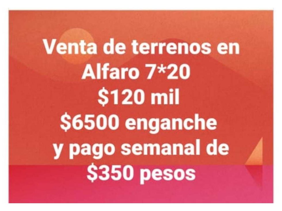 VENTA DE TERRENOS EN ALFARO