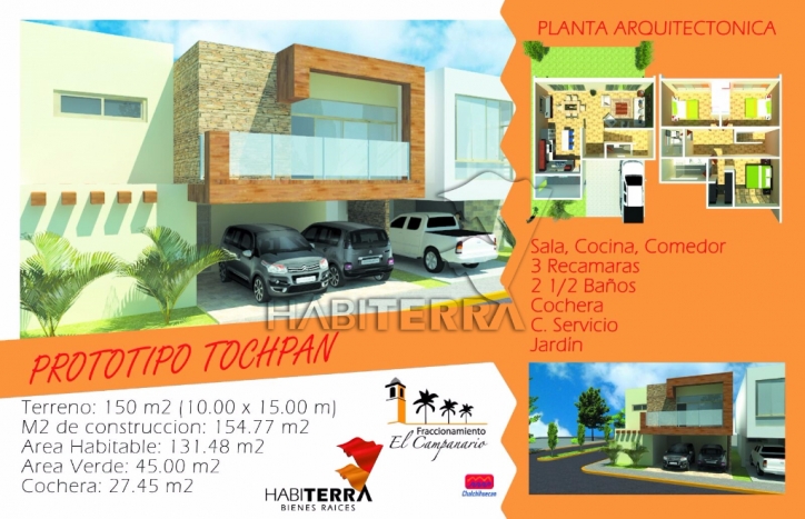 CASA EN VENTA PROTOTIPO TOCHPAN, FRACCIONAMIENTO EL CAMPANARIO, TUXPAN, VER.